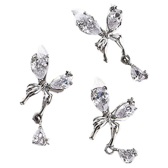 120-teiliges Nagel-Strass-Set – Silberne 3D-Anhänger, Zirkonia-Steine In 6 Formen Für DIY-Nageldesign