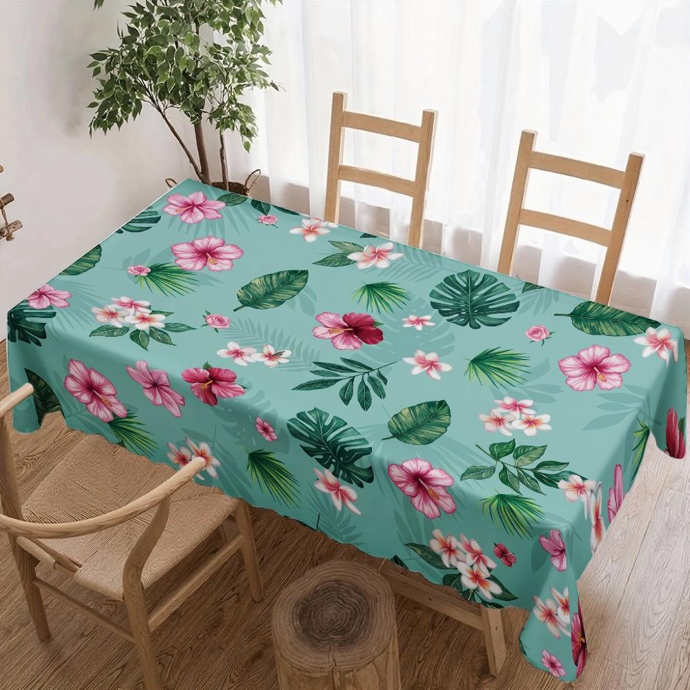 Tropical Floral Rectangle Table Cloth for Table Decor Kitchen Dining Waterproof Reusable Tablecloth for Table Kitchen Dining
