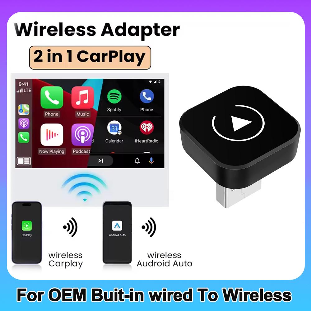 

Mini Adapter Wireless CarPlay Wireless Android Auto for Car OEM Plug and Play WiFi Bluetooth Auto Connection