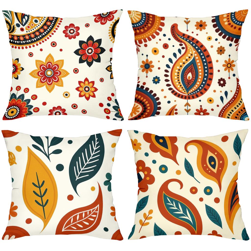 Colorful Floral and Paisley Patterned Decorative Pillows Polyester pillowcase, sofa decorative cushion cov Headboard Pillow