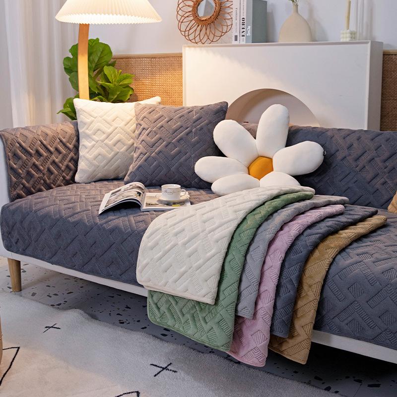 Winter Thickened Cotton Padded Plush Sofa Cushion Anti-Slip Cover Cloth Four Seasons Universal All-Inclusive Sofa Cover