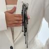 Exaggerated Imitation  Tassel Chain Brooch Clothing Tie Pin Bead Fixed Ornament Banquet Party Jewelry Accessories Gifts