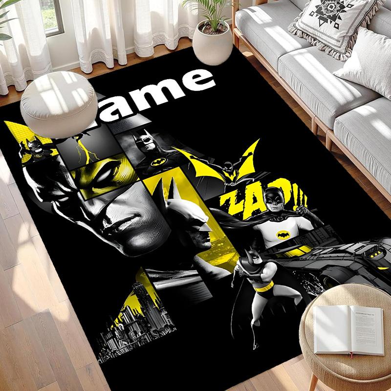 Custom Name Personalized Batman Print Carpet, Versatile Home Decor Rug, for Playroom, Apartment, Balcony, Entryway, Hallway Gift