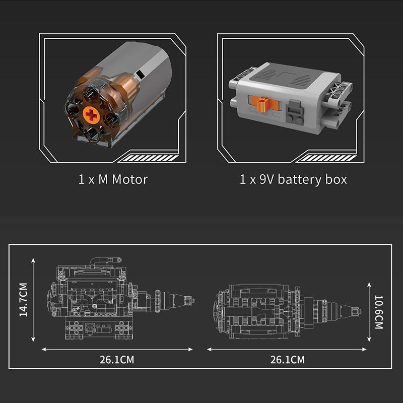 Mould King 10205 The RR Luxury Car V12 Engine Building Block Assembly Car Brick Set Technical Car Toys Kids Christmas Gift