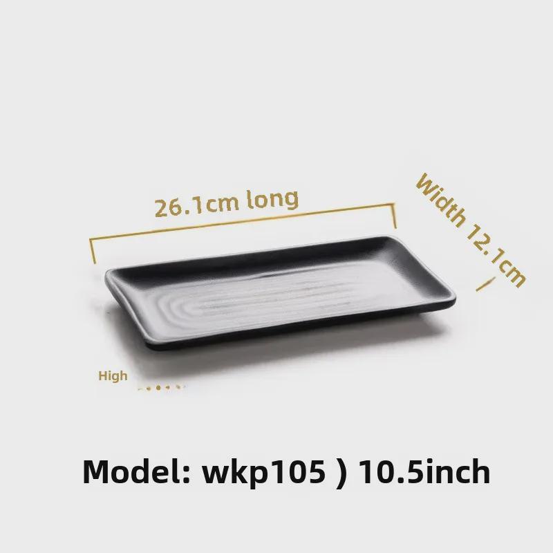 Melamine Black Tableware: Imitation Porcelain Plate for Cold Dishes, BBQ, Hot Pot, and Commercial Use.