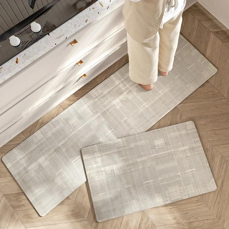 Leather Kitchen Carpet Set Waterproof Non-slip Strip Floor Mat Modern Simple Style High Quality Easy Clean Floor Decorative Rugs