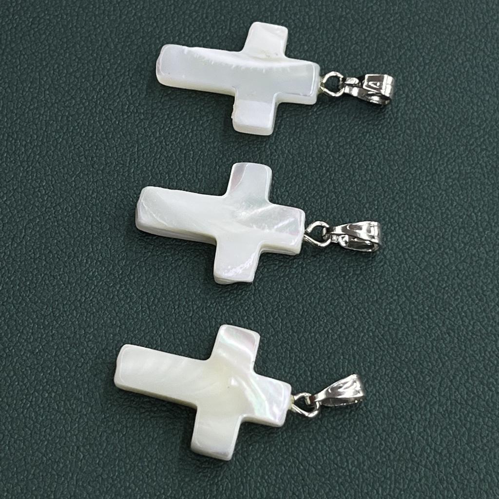 5Pcs, DIY White Shell Cross Pendant, Natural Beach Jewellery Making Kit for Christmas or Easter Gift 15×20mm