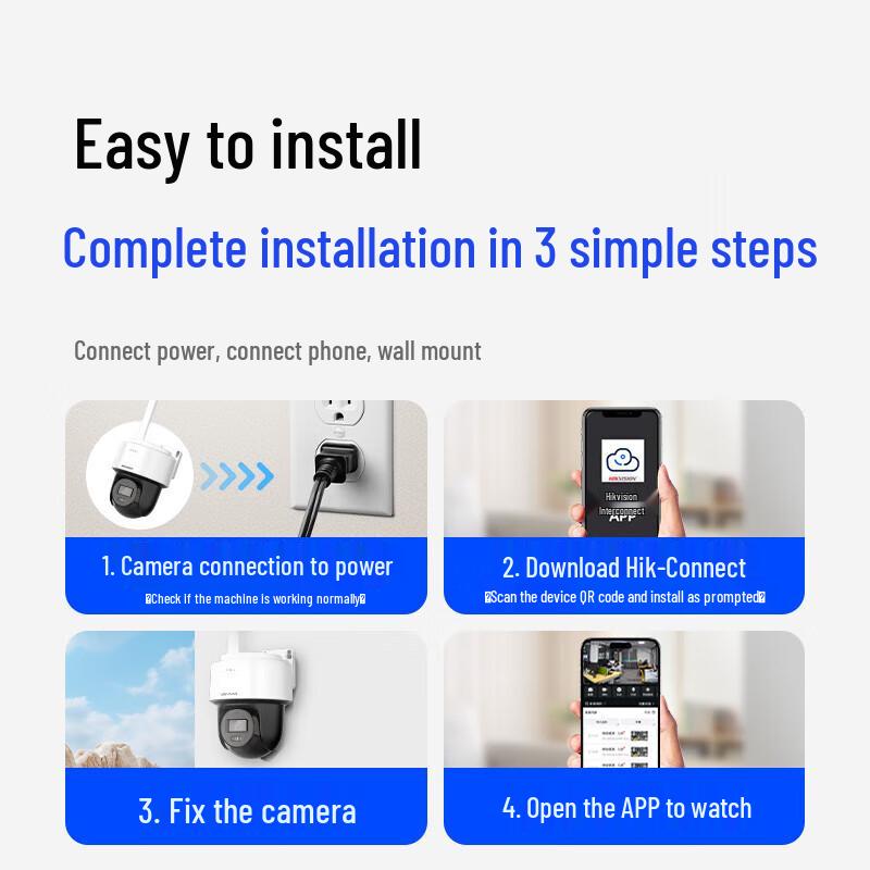 Hikvision 8MP Dual-Lens 4G PTZ Security Camera with Night Vision CN plug (adapter included)