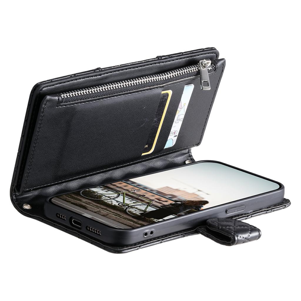 For Xiaomi Redmi 15 5G (EU) (171mm)/4G (EU) (171mm) Case Zipper Pocket Glitter Leather Phone Cover with Wrist Strap