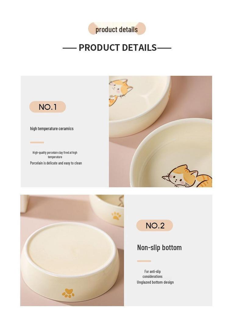 Neukundenrabatt: Niedliche Kippsichere Keramik-Katzen- und Hundenapf - Anti-Blackchin-Design