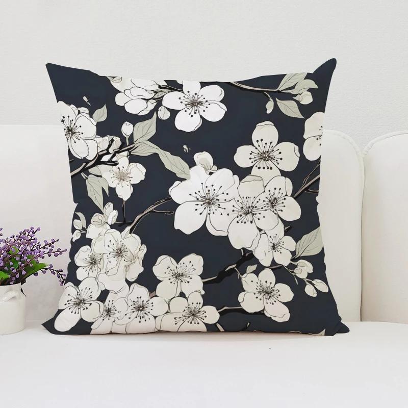 Cushion Covers for Decorative Cushions Japanese Cherry Blossom Pillowcases for Pillows 45x45 Luxury Cushion Cover Pillow Cases