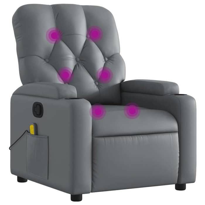 VidaXL Fauteuil de massage inclinable Gris Similicuir 372513