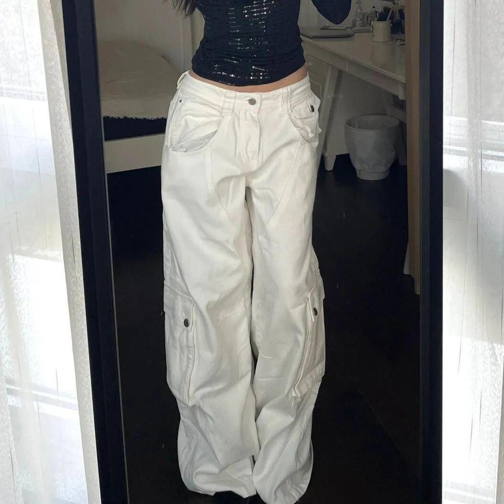 American Hottie Damen Herbst/Winter High Waist Loose Wide Leg Jeans