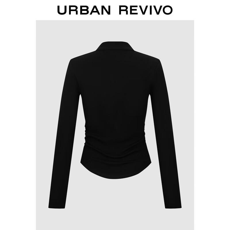 UR Women's Stand-Up Collar Pleated Slim-Fit Jacket