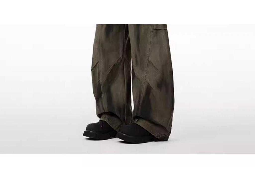 Spring 2025 Pleated Wide-Leg Denim Jeans - Dirty Dye