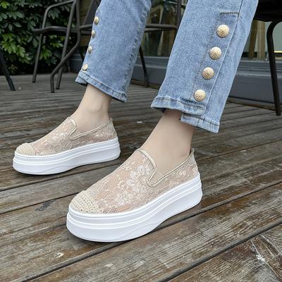 Jesień nowe oddychające siateczkowe koronkowe podwyższające casualowe damskie buty buty rybaka