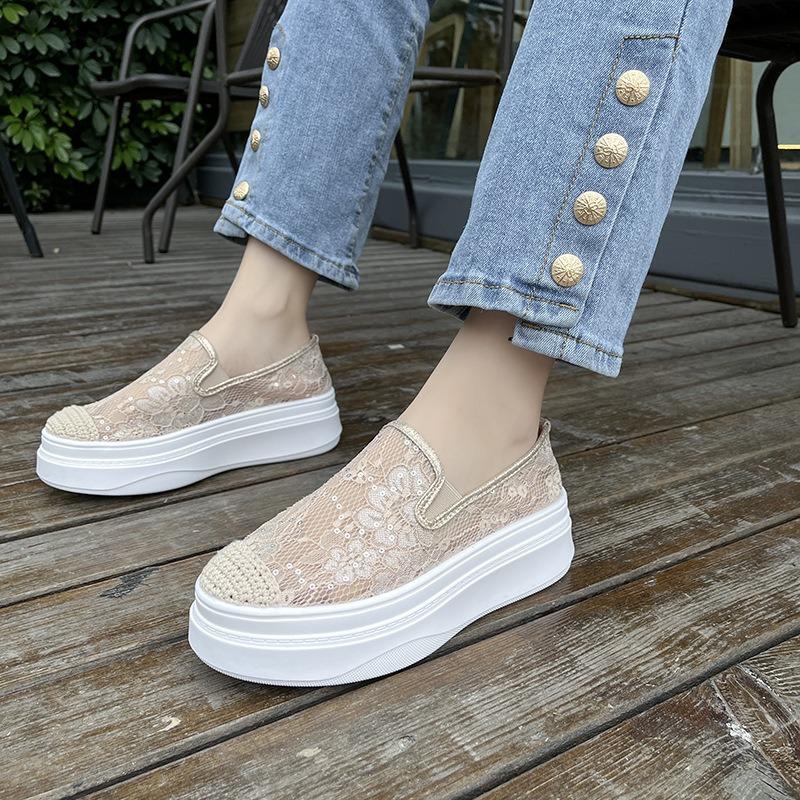 Autumn new breathable mesh lace heightening casual women's shoes fisherman shoes