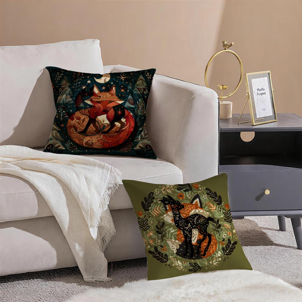 Animal And Natural Floral Prints Pillow Case Double-Sided Plush Sofa Cushion Covers Organic Breathable Invisible Zipper