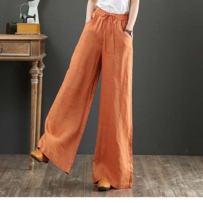Sixteen-color Spring and Summer Cotton and Linen Women's Loose Large Size Wide-leg Pants, High-waist Mopping Pants, Straight-leg Pants