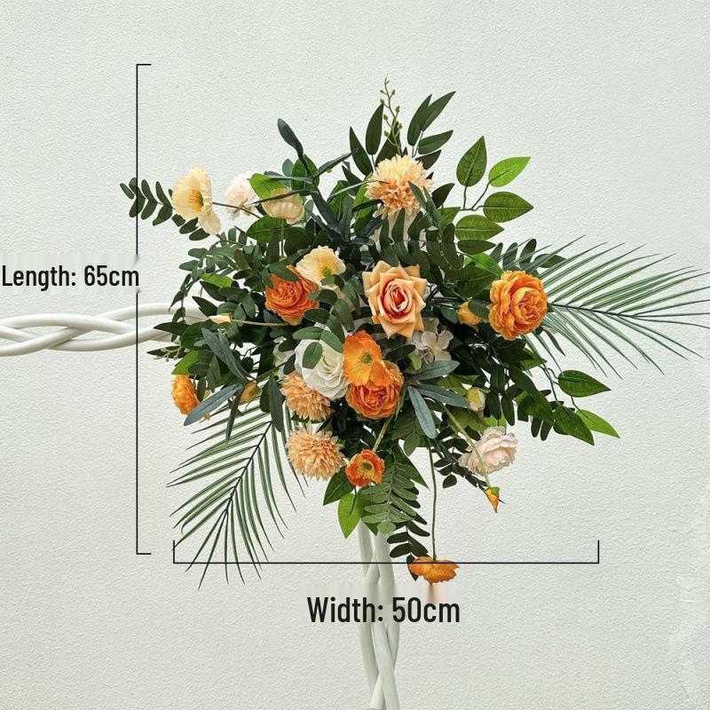 New Floral Ground Row Silk Flower Arrangement for Engagement & Wedding Decor - Large Size, Elegant Design
