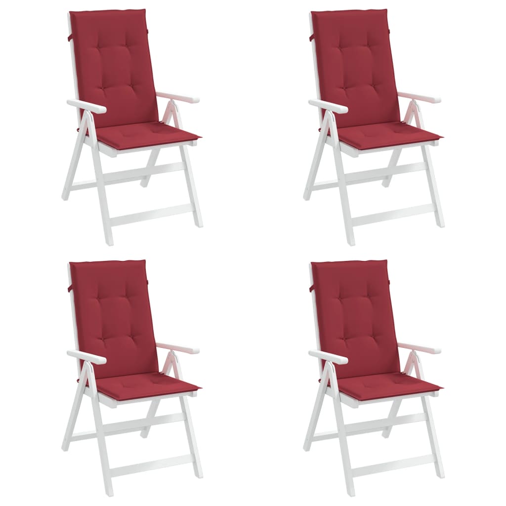 Garden Chair Cushions for High Back Chairs 4 pcs Burgundy 120 x 50 x 3 cm