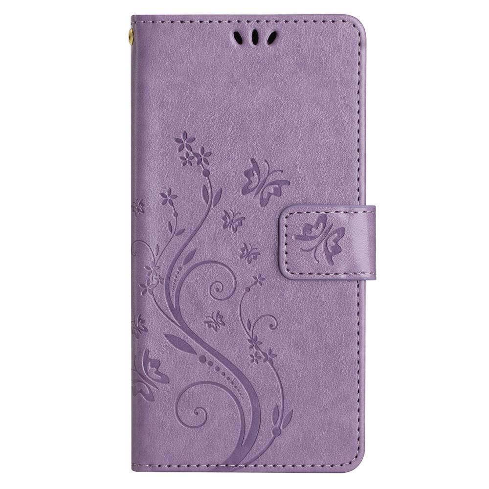 For Samsung Galaxy S23 FE Imprinted Butterflies Mobile Phone Case PU Leather Wallet Cover Stand with Strap