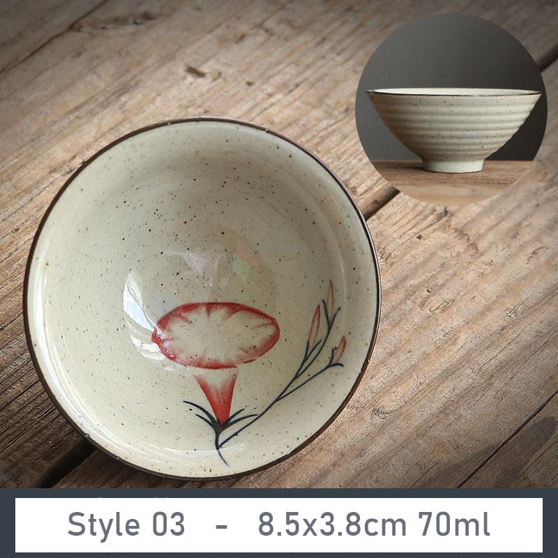 1 Stück Handgefertigte Konische Tasse Antike Pflanzenasche Porzellan Teetasse Reise Keramik Teeschale Anti-Verbrühungs Retro Meditationsbecher Teeset 70ml