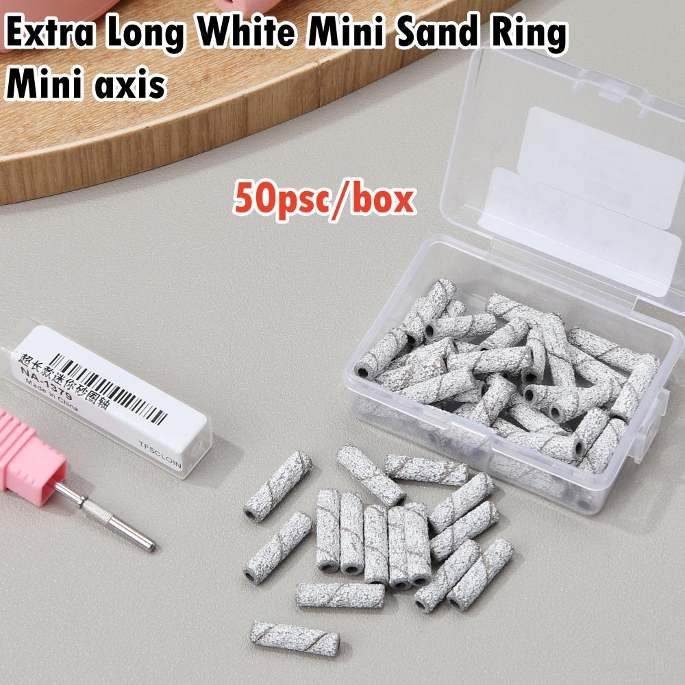 50pcs/box Nail Long Small Mini Stainless Steel Sanding Bands Mandrel For Manicure Sandpaper Ring Holder Nail Drill Accessories