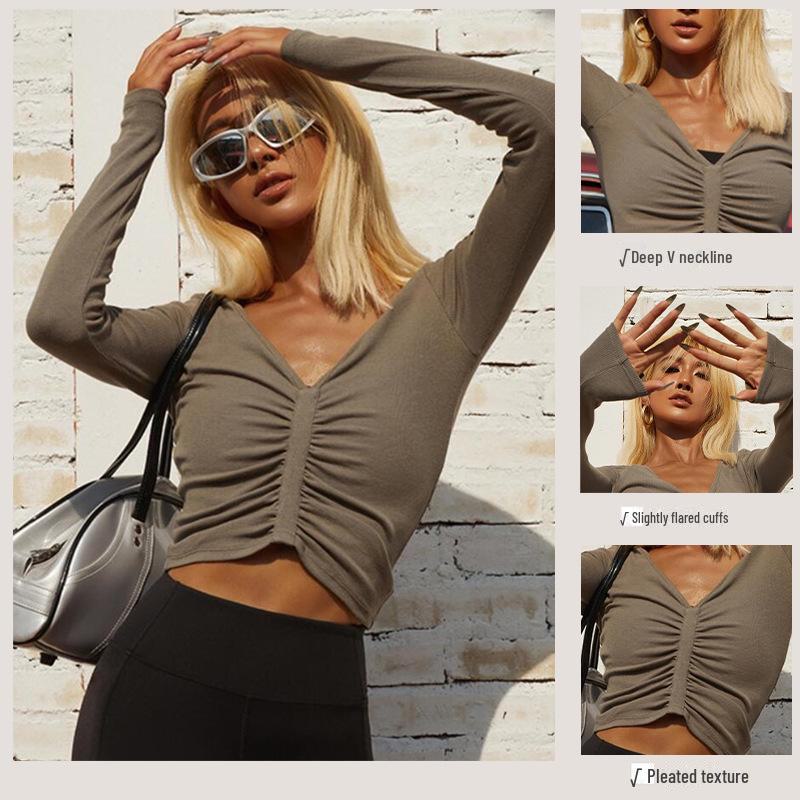 Damen Slim Langarm Yoga Top - Atmungsaktive & Stilvolle Herbst Sportbekleidung