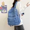 Schulrucksack Lässiger Stil ins Japanischer Gewaschener Denim Rucksack Damen Einfarbiger Vielseitiger Schüler Schulrucksack Harajuku Rucksack