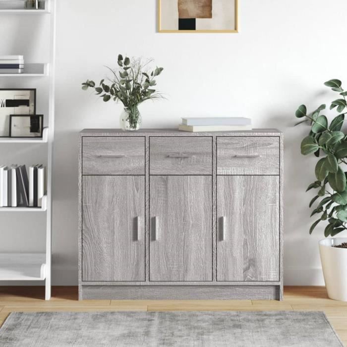 VidaXL Buffet sonoma gris 91x28x75 cm bois d'ingénierie 823014