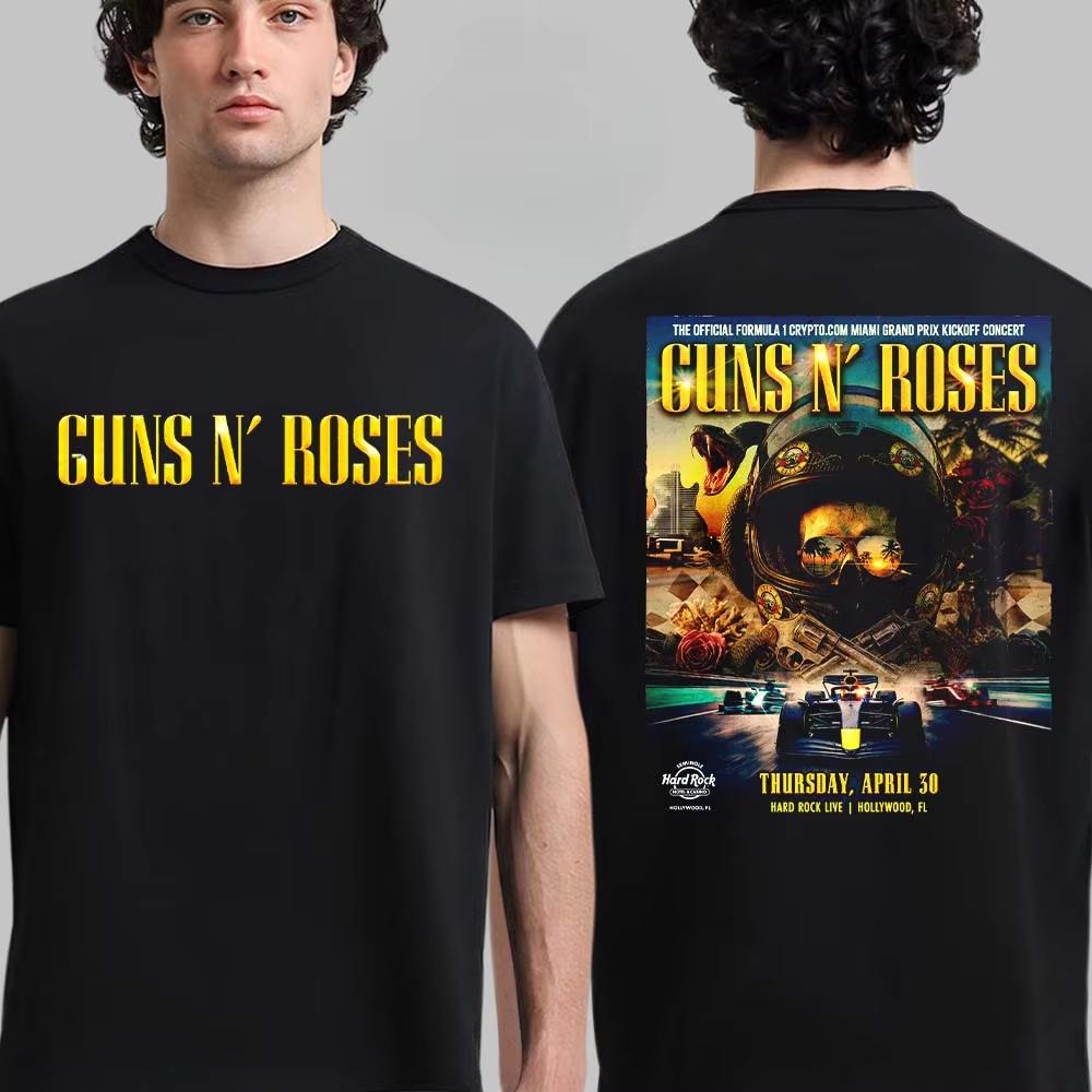 2026 Summer Guns N Roses pure Cotton Band Shirt Unisex Summer Short Sleeve Fashion Brand Tee Luxury Casual Vintage Tshirt