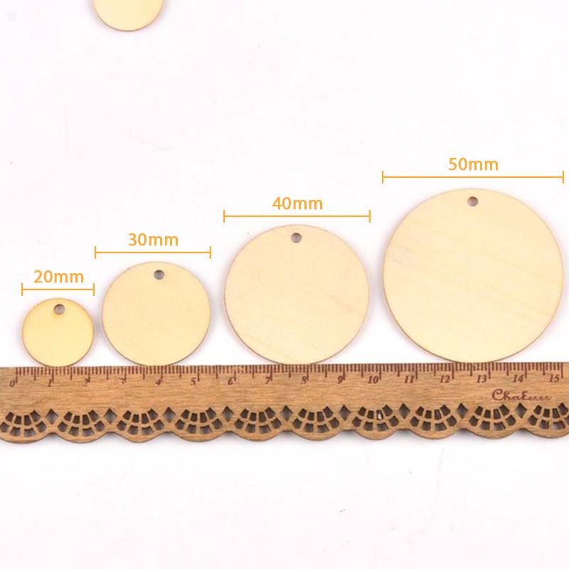 50pcs Round Wooden Circles Natural Discs Blank Signs Crafts Party Hang Tag Cards