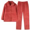 Winter Pajamas Women'S Thickened Fleece Coral Fleece Three-Layer Padded Cotton To Keep Warm, Winter Padded Jacket Set Flannel Loungewear