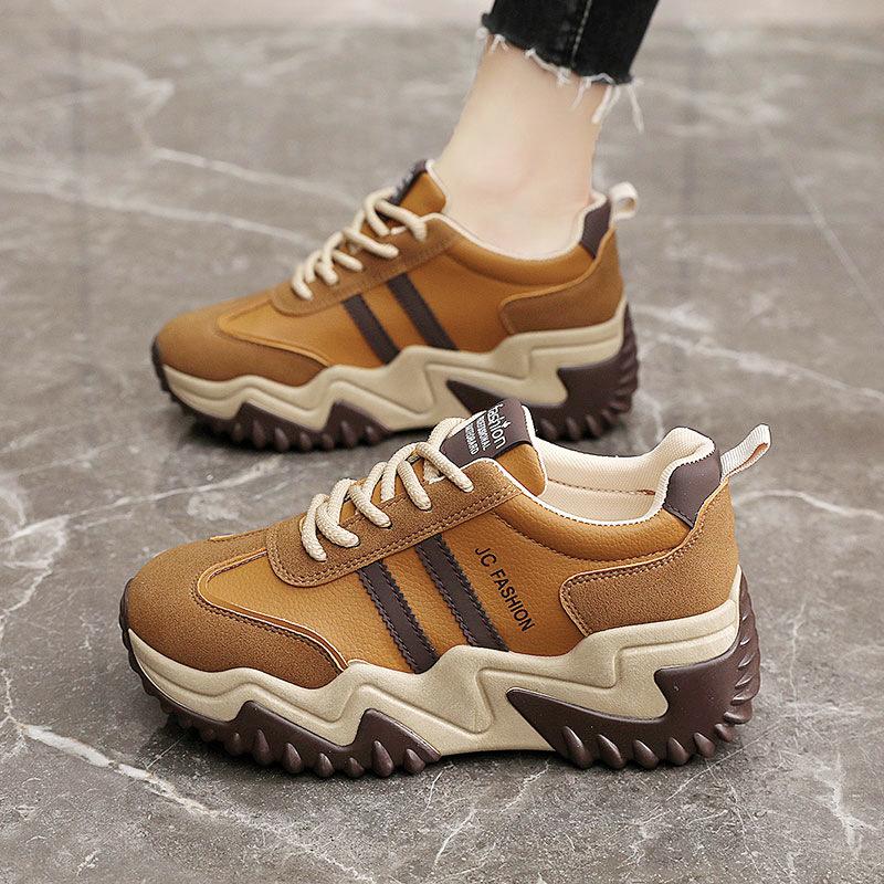 High-end Internal High-end Autumn Dad Shoes Korean Casual Shoes Sneakers Thick Sole Color-blocking and Breathable Women