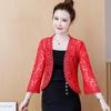 Fashion 2023 Summer New Beaded Lace Cardigan Short Jacket Women Coat J138