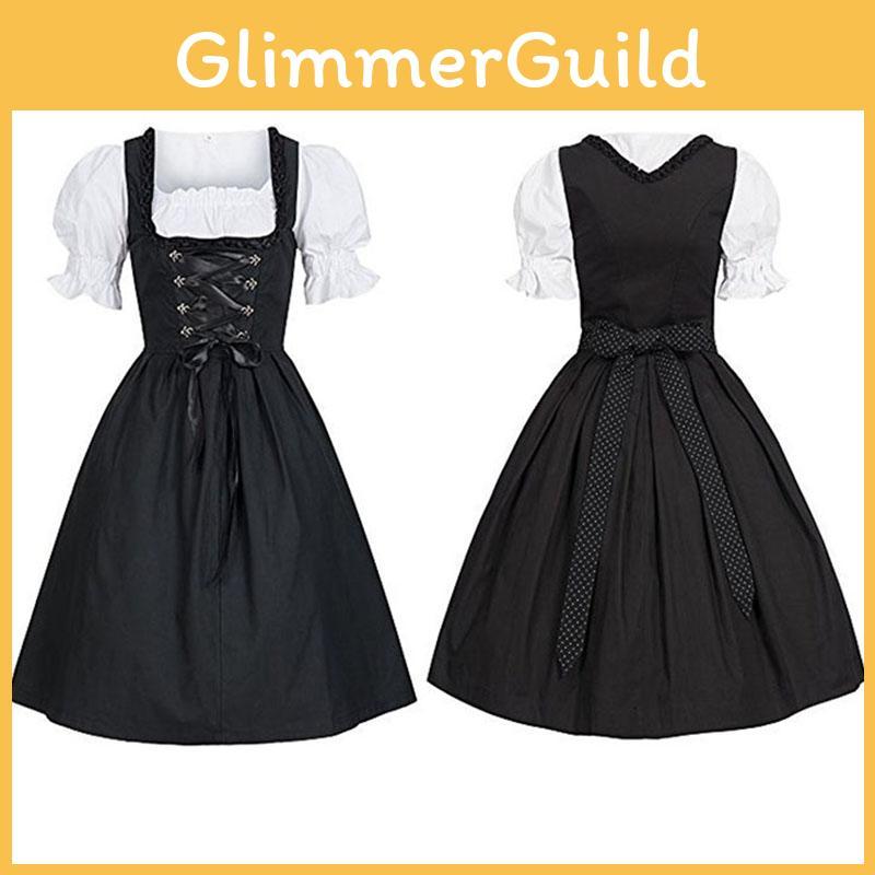 Stunning costume Dirndl Bavarese con Maniche Corte a Bolla per Carnevale ed Eventi Oktoberfest