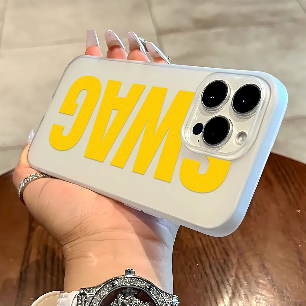 

SWAG Yellow Font Phone Case For IPhone 17 16 15 14 Pro 13 12 11 Max Plus 7 8 Plus XR X XS SE 2020 Shockproof Soft Silicone Cover iphone 11 Pro