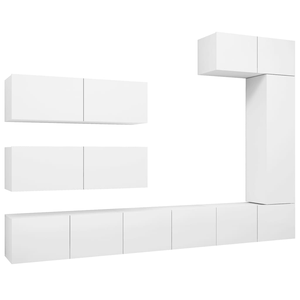 Vidaxl 7-Cz. TV Cabinet Set, White, Wood-Based Material