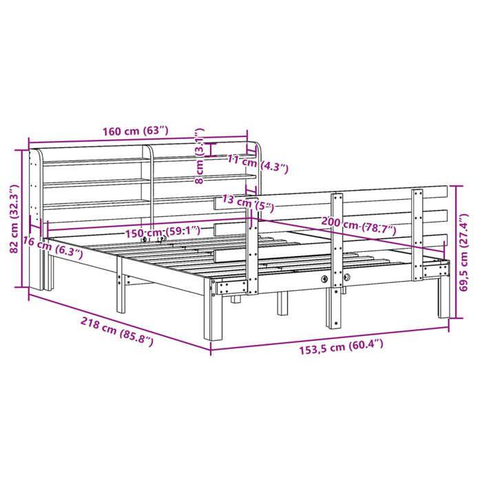 VidaXL Bed Frames with Headboard 150x200 Cm Solid Pine Wood, Bed, Solid Wood Bed Frame, Bedroom Furniture At 3306855
