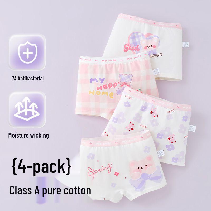 Girls' Pure Cotton Antibacterial Boxer Shorts - Comfortable Toddler & Little Girl Underwear
