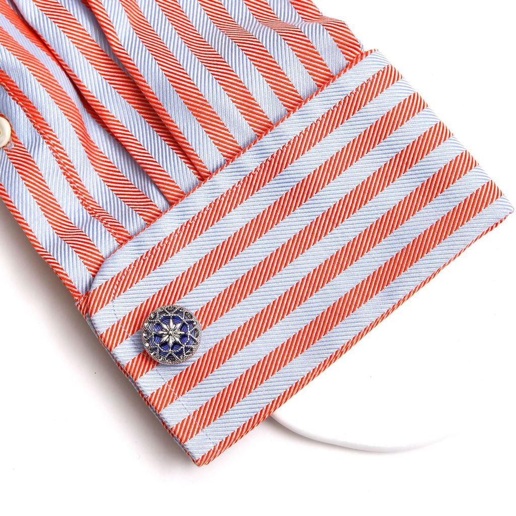 Spot wholesale exquisite creative hollow pattern design round 3 colors optional men's cufflinks, cross-border hot-selling jewelry