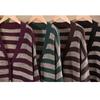 DIMANAF 2025 Winter New Striped Cardigan Jacket Women Sweaters Coat Wadded  Knitting Pockets Sweater