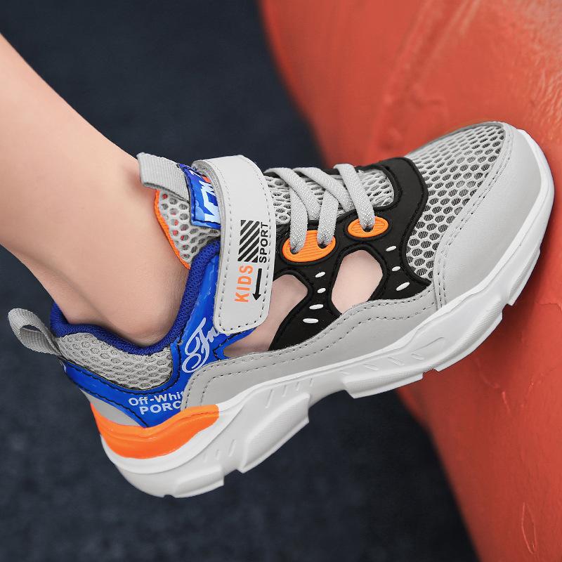 Boys' Shoes 2025 New Summer Children's Mesh Hollow Breathable Frame Shoes Medium and Large Children's Soft-soled Non-slip Sports Shoes