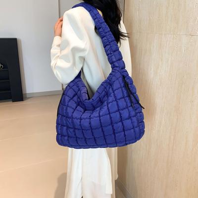 Pleated Cloud Bag Women'S Bag Single Shoulder Crossbody Double Side Pull Large Capacity Down Cotton Clothes Tote Bag