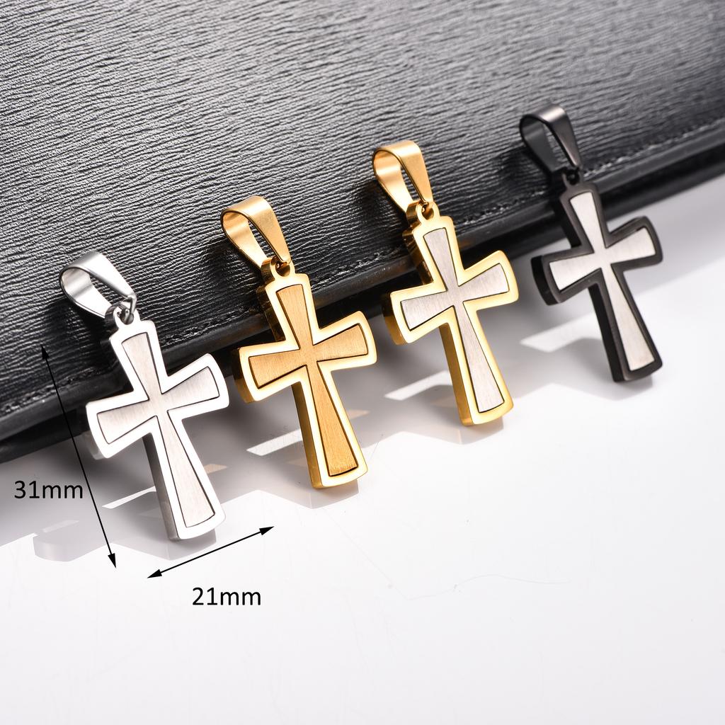 Stylish Stainless Steel Irregular Cross Pendant Necklace for Women Men Religious Christ Charms Chain Faith Prayer Metal Jewelry