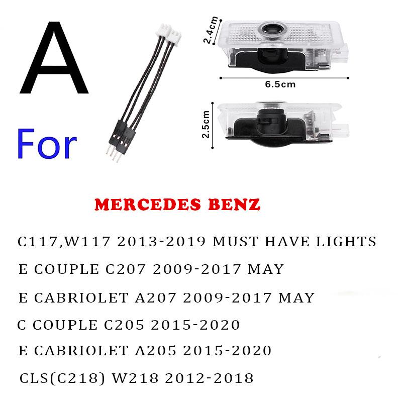 AAVN1 2Pc Car Door Projector Laser Lamp Car Door Welcome Light For Mercedes Benz C117 W117 E Couple C207 A207 C205 2015-2020 A205 W218