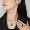 Stunning Oval Cut Green Crystal Women Jewelry Necklace Ring Earrings Design Ideal for Elegant Glamorous Looks Party Accessories