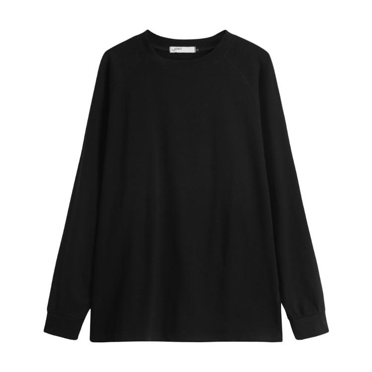 Fall Fashion Loose Fit Round Neck Long Sleeve Womens Tshirt Basic Tee