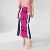 Pleated Print Midi Skirt 2024: High-End Temperament with Back Slit, Versatile Bodycon Design for Women